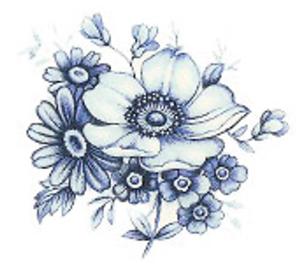 Blue Floral - 50 mm - 2 pcs.