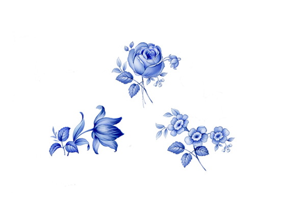Blue Delft 24 mm - Set with 3 flowers - 16 sets
