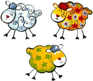 Lustige Schafe 45 mm - Set von 3