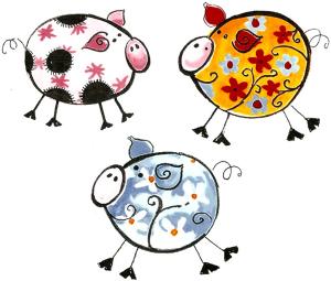 Lustige Schweine 45 mm - Set von 3