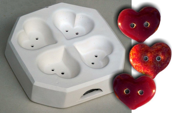 Hjärt knappar glasform