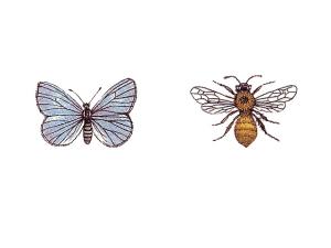 Schmetterling und Biene - 24 x 16 mm - 10 Stk