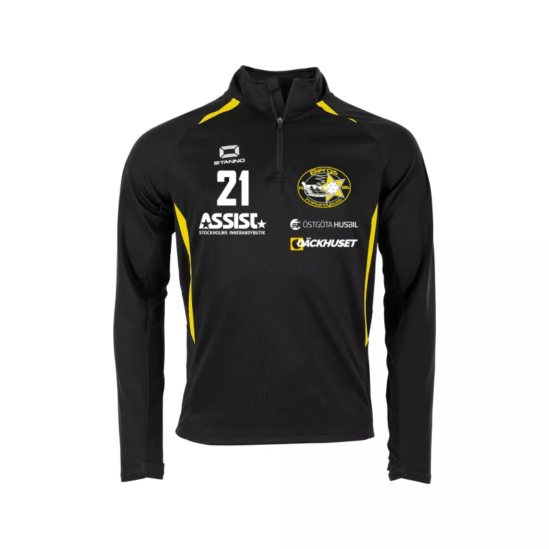 Product Image for BERGS IK STADIO QUARTER ZIP TOP BLACK-YELLOW (152CL)