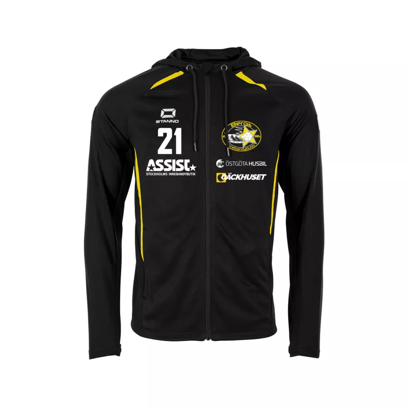 Product Image for BERGS IK STADIO HOODED FULL ZIP TOP BLACK-YELLOW (L)