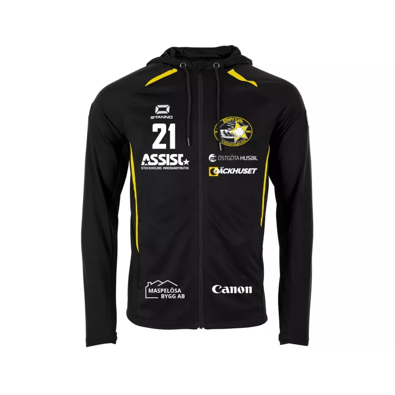 Product Image for BERGS IK STADIO HOODED FULL ZIP TOP BLACK-YELLOW (164CL)