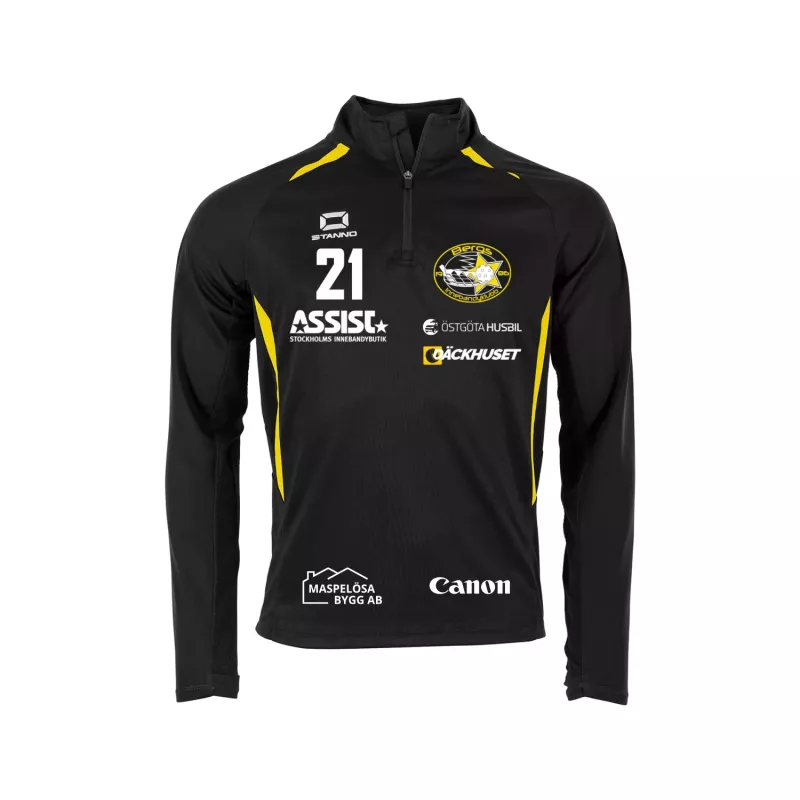 Product Image for BERGS IK STADIO QUARTER ZIP TOP BLACK-YELLOW (164CL)