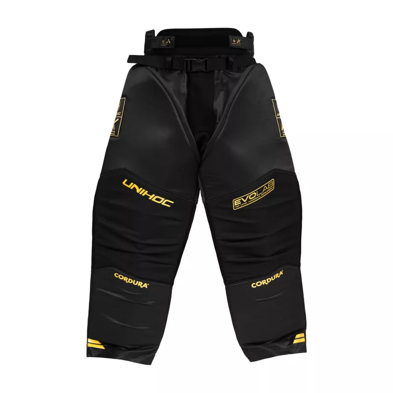 Product Image for UNIHOC GOALIE PANTS ALPHA EVOLAB BLACK/GOLD (XS)
