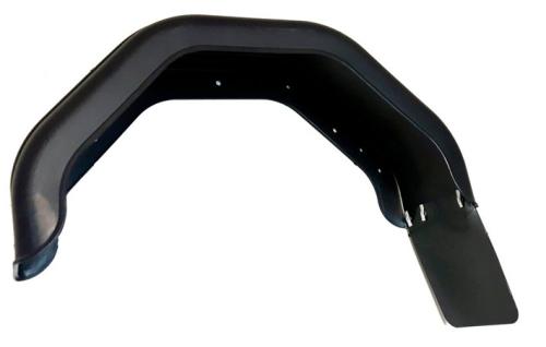 Skärm  vänster, svart plast med stänkskydd 220x735mm