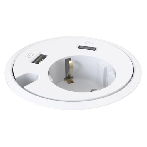 Powerdot 14 - 1xEl, 2xUSB-A laddare Ø79mm