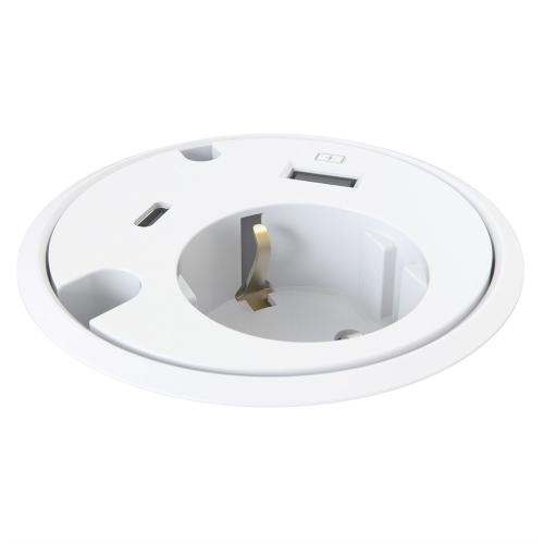 Powerdot 16 - el, USB-A-laddare, USB-C port, 2 genomföringshål, Ø79mm