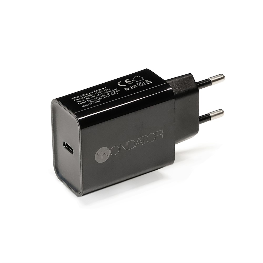 Kondator Laddare - USB-C, 18 W, svart