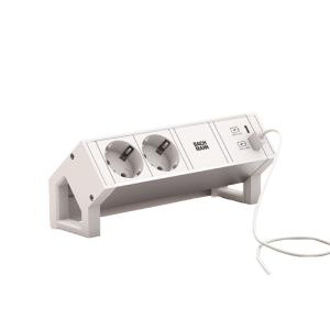 Bachmann Desk 2 uttagslist, 2 EL + 2 USB-A/C, Helt Vit