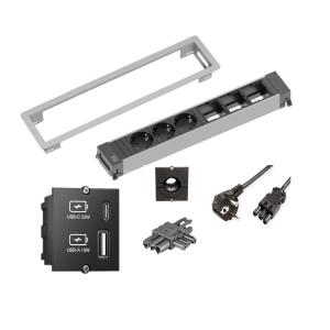 Bachmann komplett bordsuttag – Power Frame med USB-C/USB-A