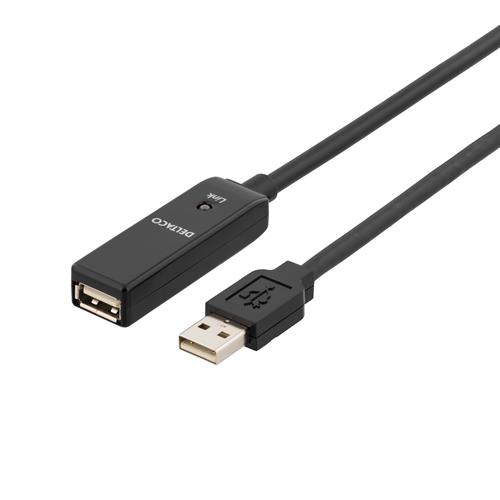 DELTACO PRIME USB 2.0 förlängningskabel, aktiv, flera längder