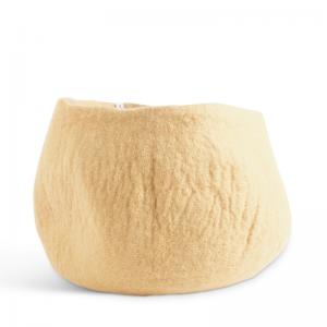 Large rounded flower pot in color sand made of wool.