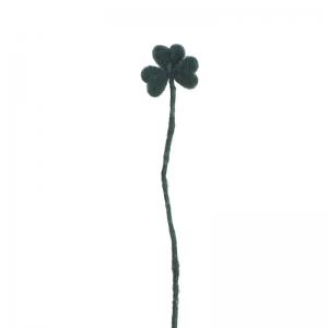 Cut flower made in wool - dark green clover.