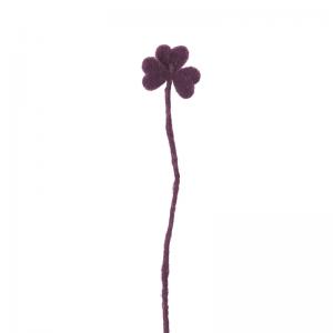 Cut flower made in wool - deep red clover.