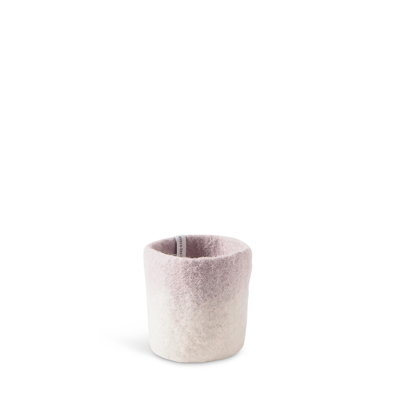 Flowerpot in wool with white and lavender ombre effect