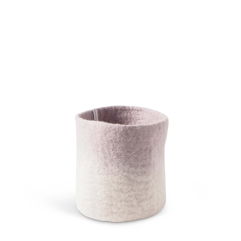 Flowerpot in wool with white and lavender ombre effect