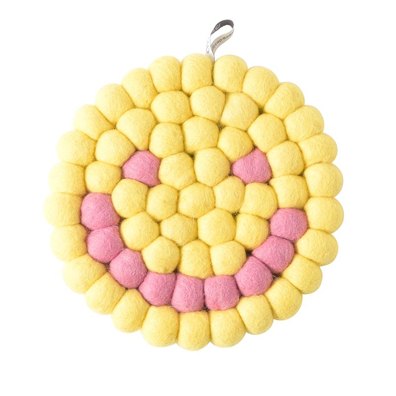 TRIVET, ROUND, SMILEY, lemon