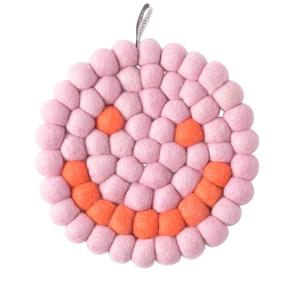TRIVET, ROUND, SMILEY, raspberry