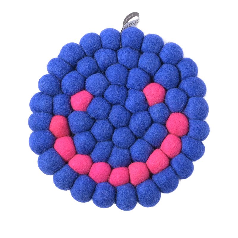 TRIVET, ROUND, SMILEY, blue moon