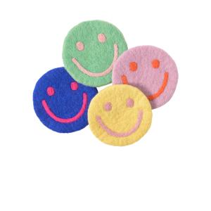 WOOL COASTER, 4-pack, smiley