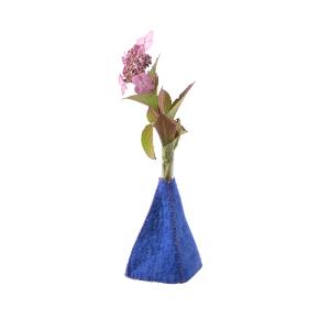 WOOL VASE, PYRAMID, electric-blue