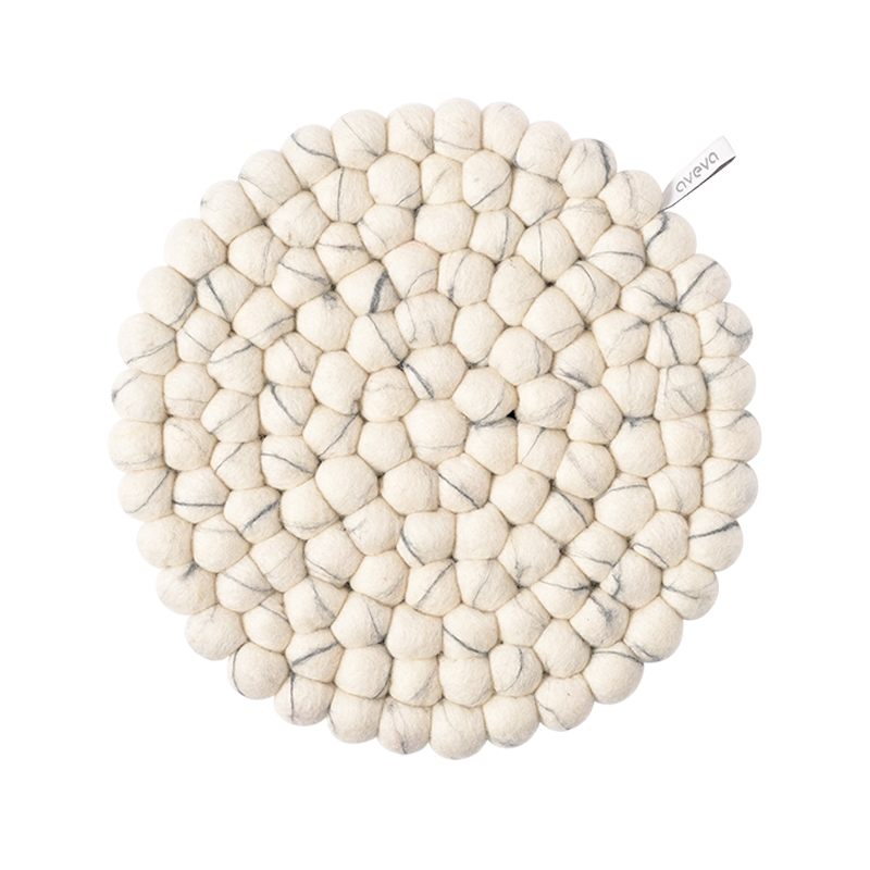 TRIVET, ROUND, L, MARBLE, white