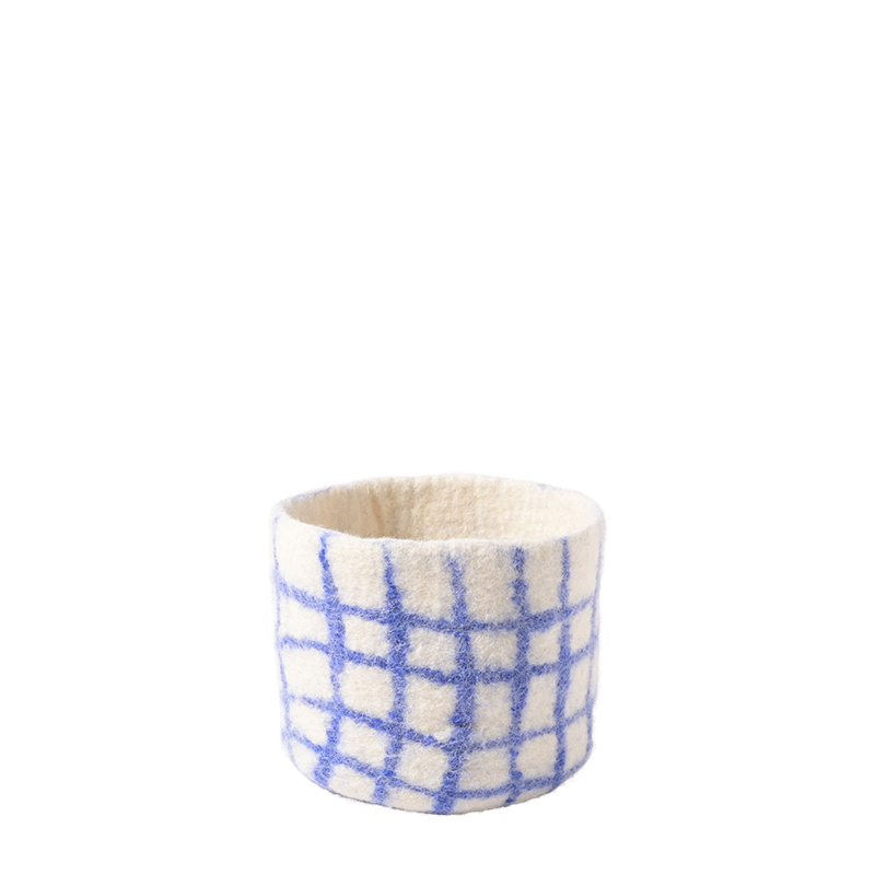 FLOWER POT 25, THIN-CHECKED, blue