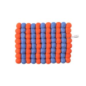TRIVET, rect., STRIPED, coral-blue