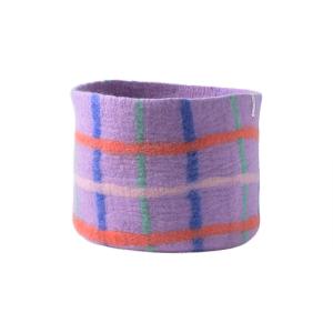 WOOL BASKET 25, THIN-STRIPES, lilac multi