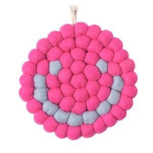 TRIVET, ROUND, SMILEY, cerise