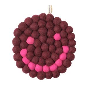 TRIVET, ROUND, SMILEY, burgundy