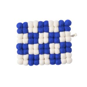 TRIVET, rect., CHECKED, electric blue
