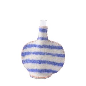 WOOL VASE, ROUND, blue-stripes