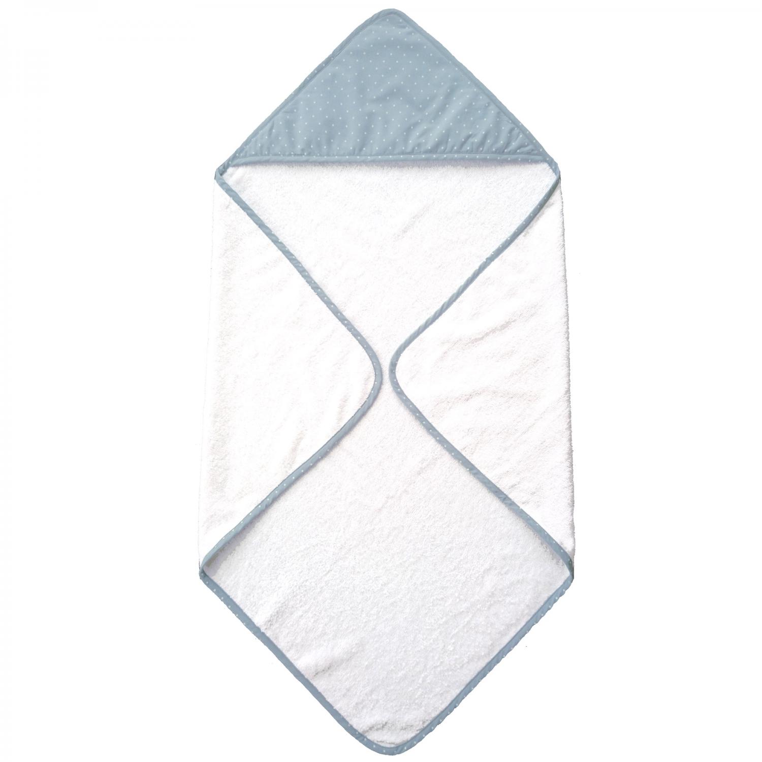 Hooded towel classic ice blue dotty GOTS