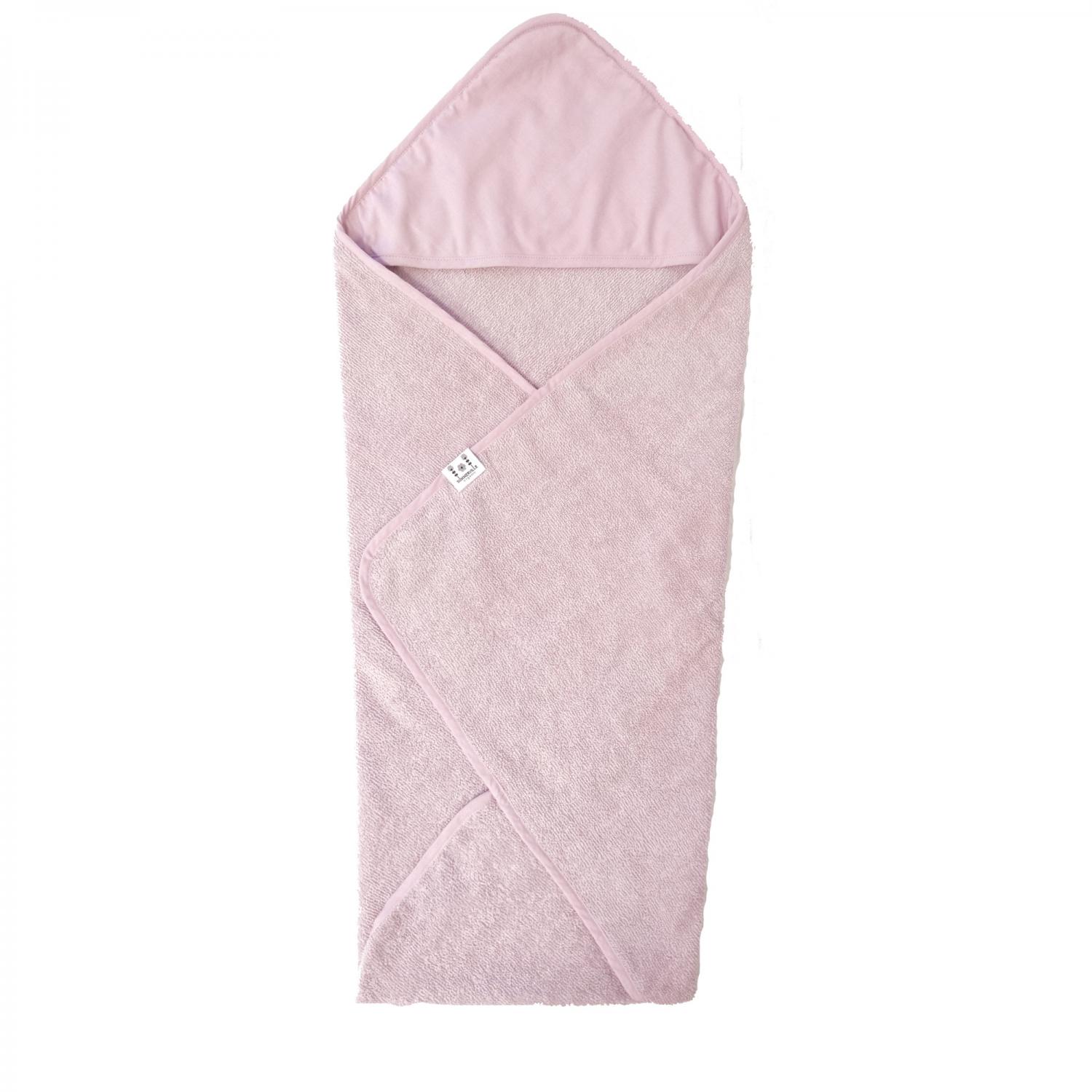 Hooded towel style pink GOTS