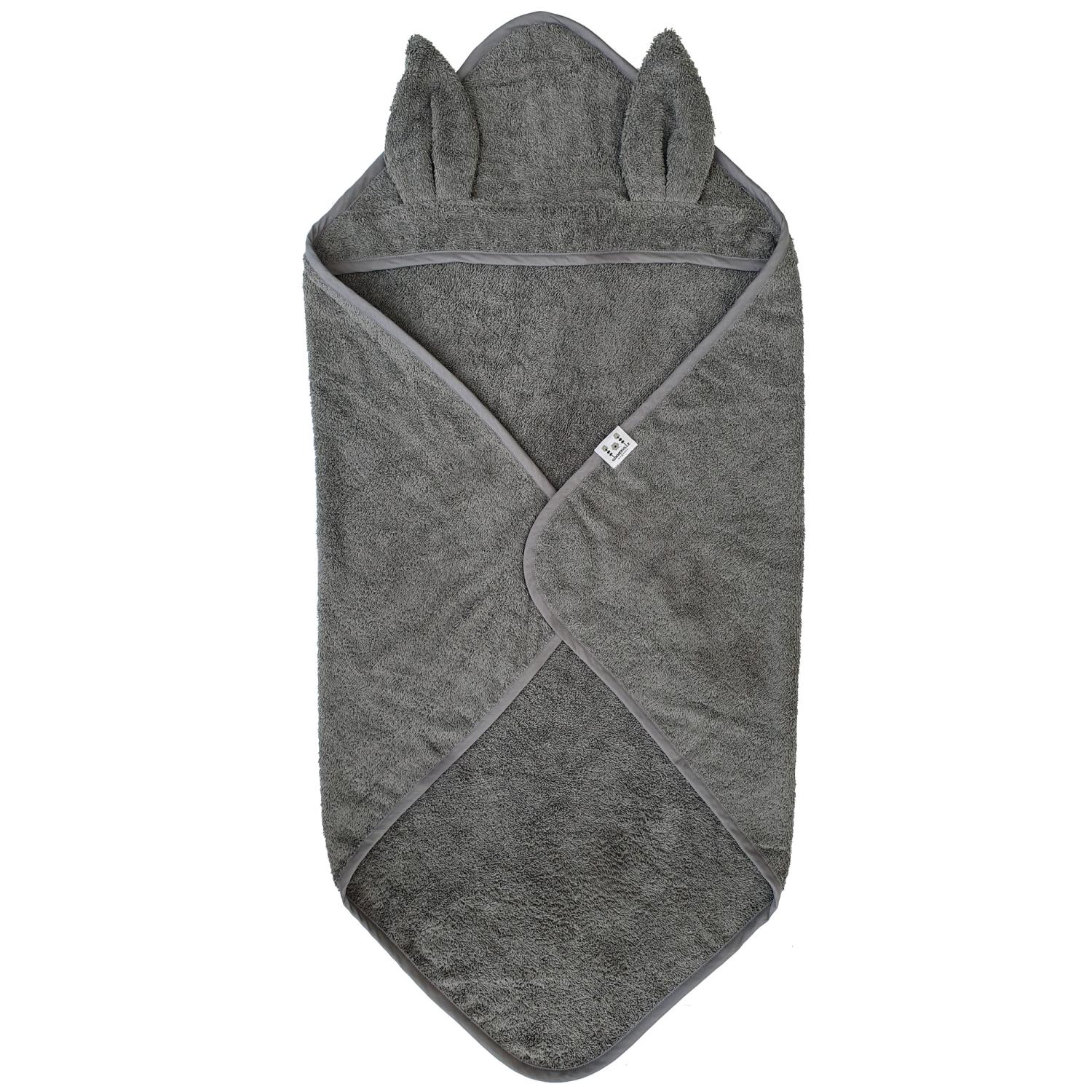 Hooded towel rabbit grey GOTS