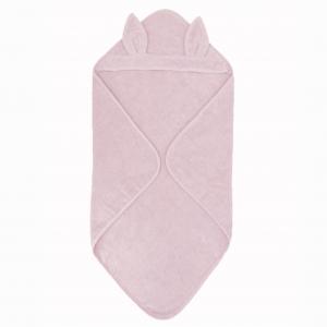 Hooded towel rabbit pink GOTS