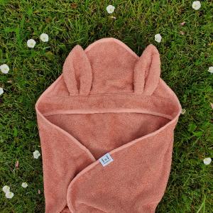 Hooded towel rabbit misty rose GOTS