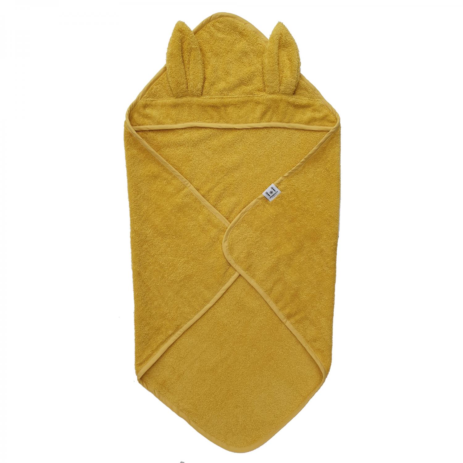 Hooded towel rabbit sun yellow GOTS