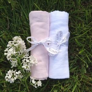 Muslin pack of 2 pale pink GOTS