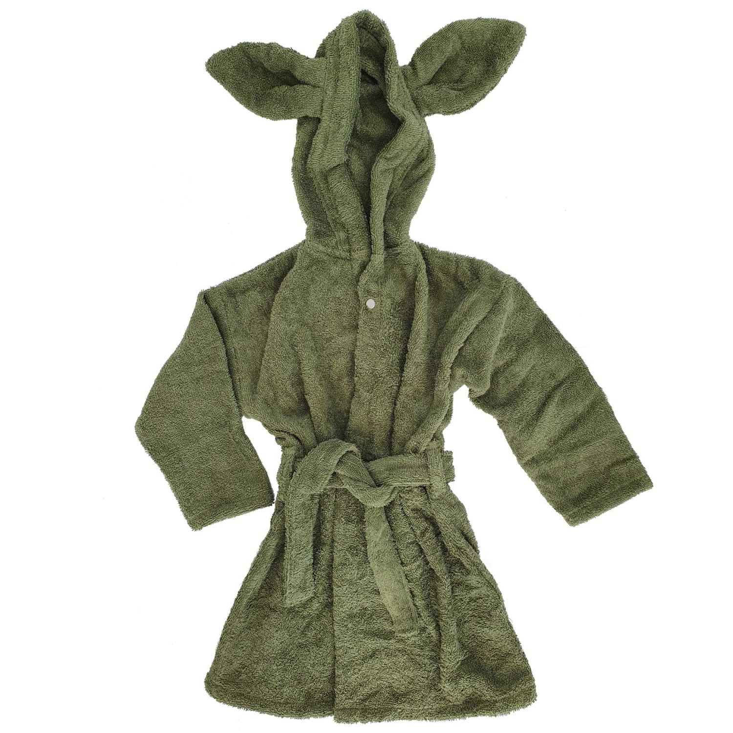 Bath robe rabbit green 98/104 GOTS