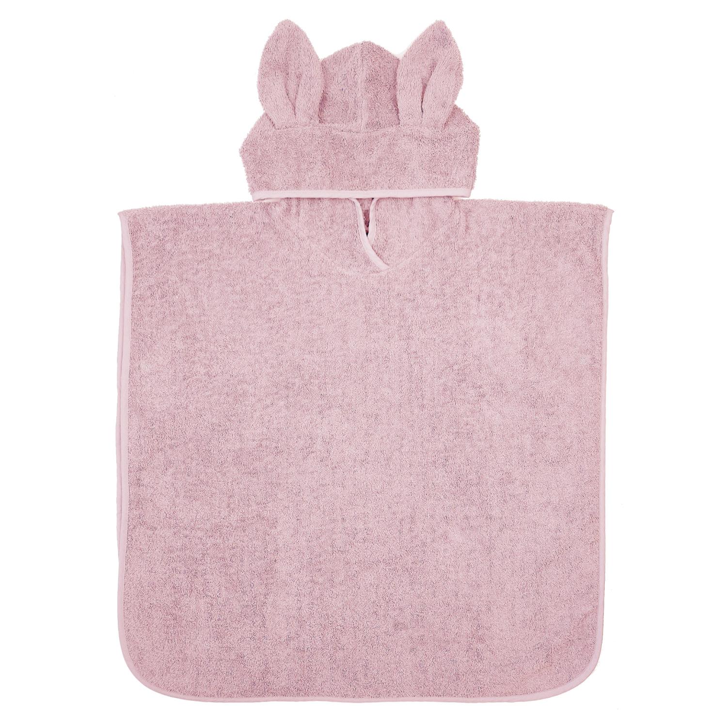 Bath poncho rabbit pink GOTS