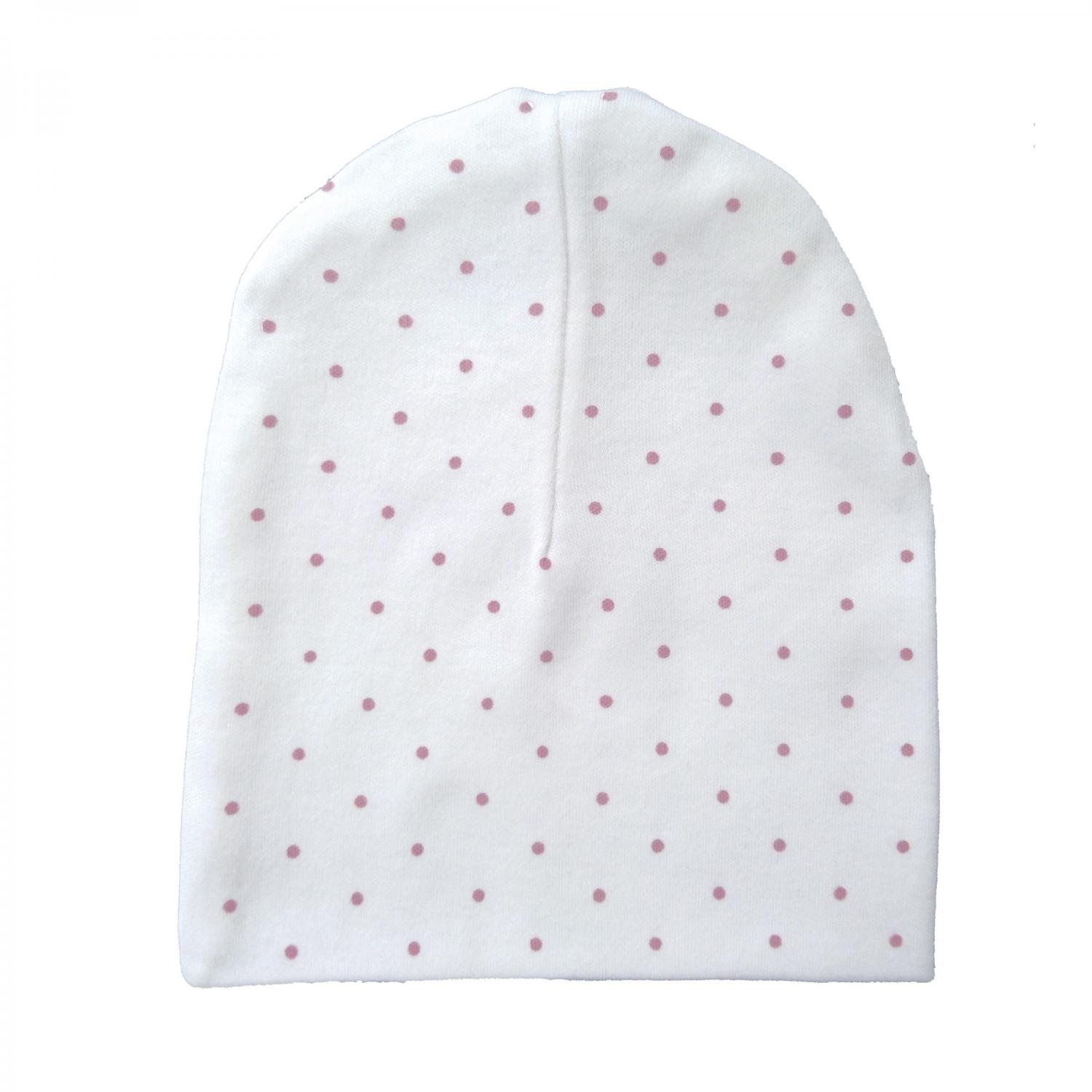 Hat white/pink dotty 0-3 months GOTS outlet