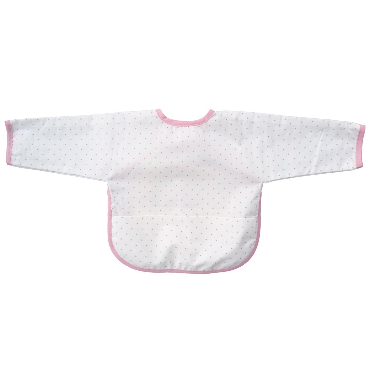 Bib with sleeves white/pink dotty