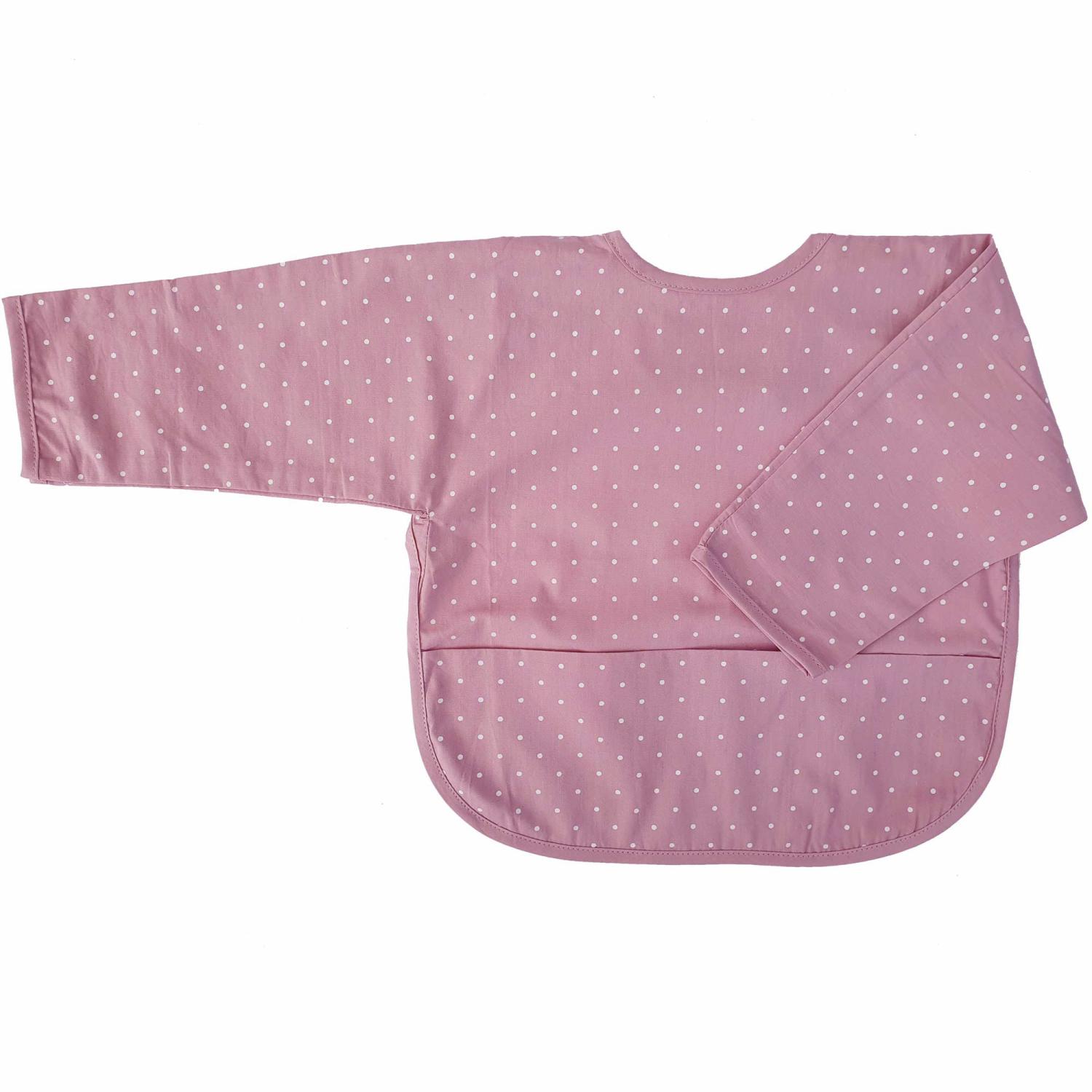 Bib with sleeves soft pink dotty eco