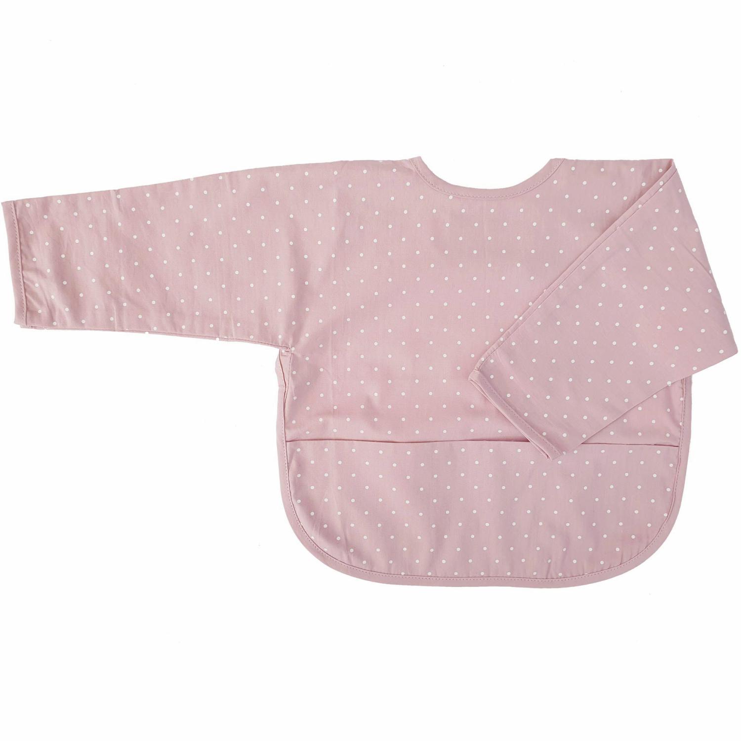 Bib with sleeves pale pink dotty eco