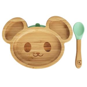 Kids bamboo tableware mouse cameo green